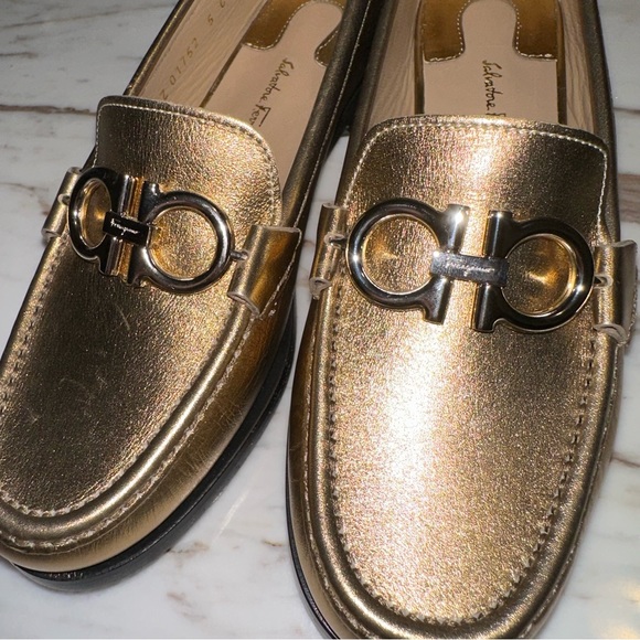 New Salvatore Ferragamo Rolo metallic gold loader reversible buckle - Picture 6 of 10